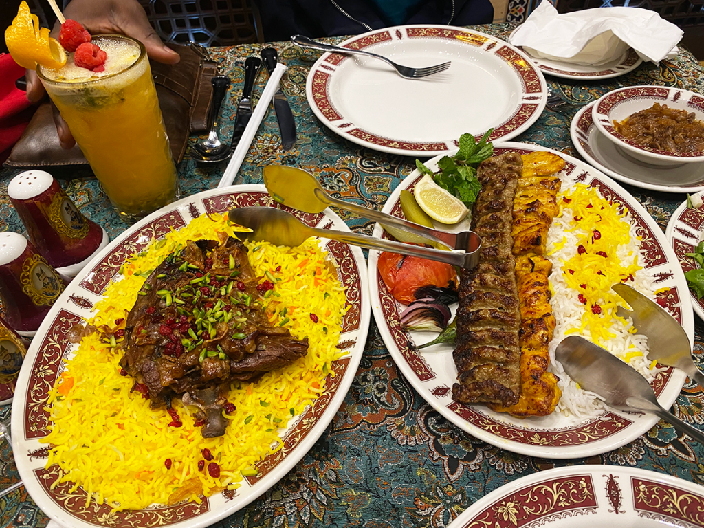 Ferdowsi restaurant, Oman: our table filled with a variety of delicious food options